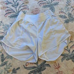 white Lululemon Hotty Hot High-Rised Line Short (4”)